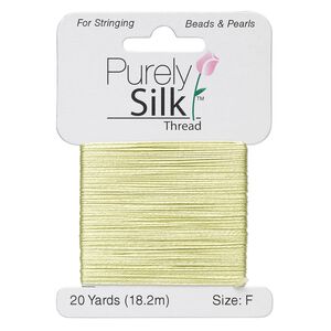 Thread, Purely Silk&trade;, light green, size F. Sold per 20-yard card.