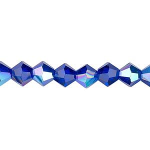 Bead 1pk translucent cobalt blue AB, Celestial Crystal&reg; 8mm bicone 15.5-16 inch