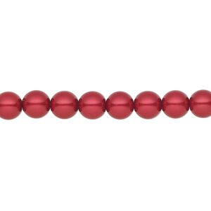 Pearl 200pk red, Preciosa Czech crystal 6mm round