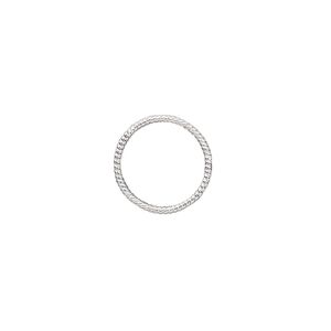Jump ring 1pkg2 sterling silver, 14mm soldered closed twisted round, 18 gauge / 12.3mm inside diameter
