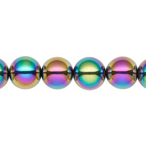 Hemalyke&trade; 1pkg1, rainbow round bead 15.5-16 inch 10mm