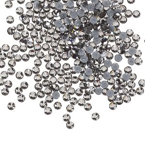 Flat back, Dance With Me&trade; crystal hotfix rhinestone, black diamond, foil back, 2.3-2.5mm rose, SS8. Sold per pkg of 144 (1 gross).