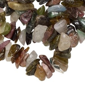 Multi-tourmaline 1pkg1, hand-cut chip bead natural 35 inch large