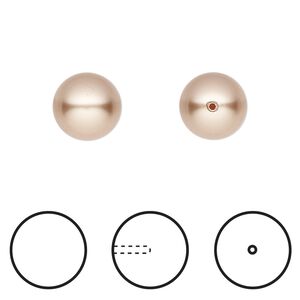Pearl 100pk rose gold, Swarovski&reg; 10mm half-drilled round 5818