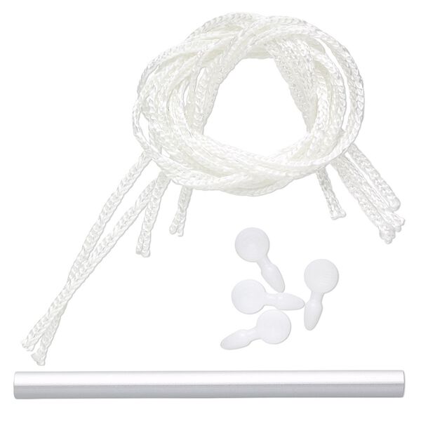 Warp, 1pkg1, Mirrix, aluminum / plastic / texsolv nylon cord, white, 8 inches with (4) 25x11.5mm pegs. image number 0