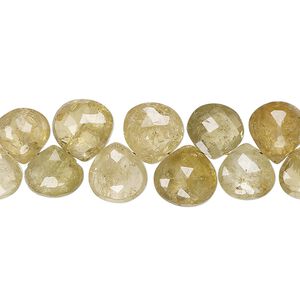 Grossularite garnet 1pkg1, hand-cut top-drilled faceted puffed teardrop bead natural 8 inch 8x8mm-10x9mm