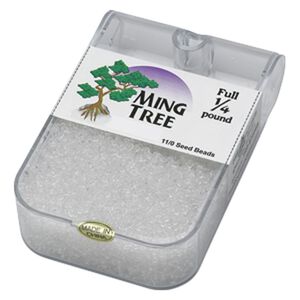 Seed bead, Ming Tree&trade;, glass, pkg/1/4 pound, #11 round, transparent clear.