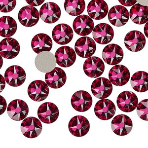 Flat back 288pk fuchsia foil back, Swarovski&reg; 6.32-6.5mm rose round SS30 2088