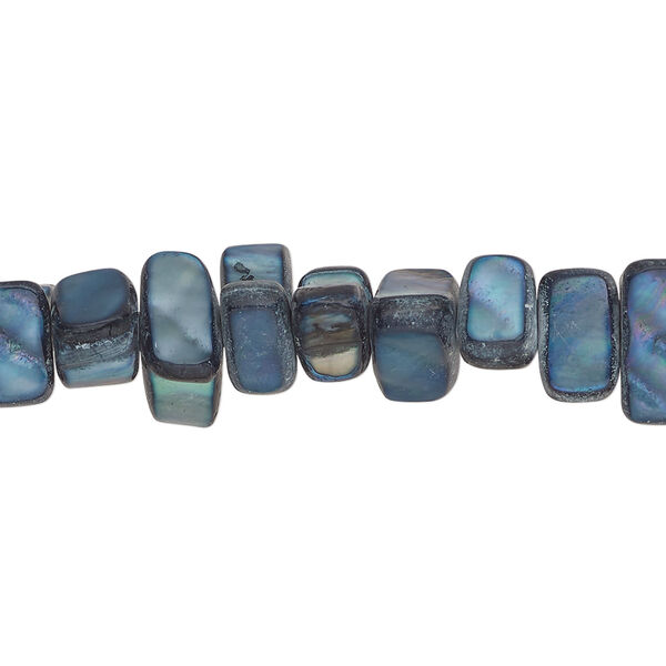 Mother-of-pearl shell 1pkg1, triangle tube bead 15 inch blue spruce 9x4mm-12x6mm image number 0