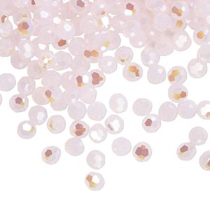 Bead 144pk rose water opal shimmer, Crystal Passions&reg; 4mm round 5000