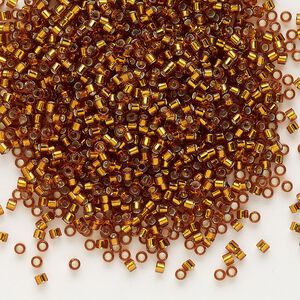 Seed bead, Delica&reg;, glass, pkg/50g, #11 round, transparent silver-lined dark topaz (DB-0144).
