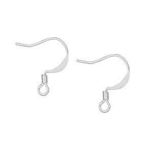 Ear wire, silver-plated brass, 17mm flat fishhook with 2.5mm coil and open loop, 22 gauge. Sold per pkg of 250 pairs.