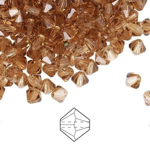 Bead 144pk light Colorado topaz, Preciosa Czech crystal 5mm bicone