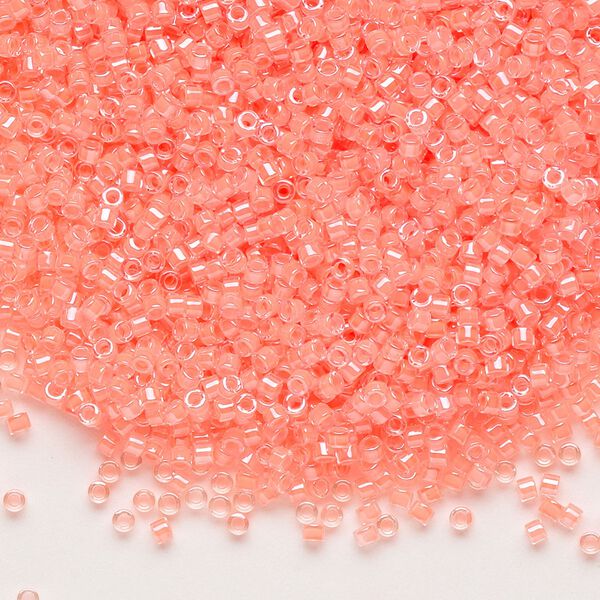Seed bead, Delica&reg;, glass, pkg/50g, #11 round, translucent luminous inside dyed color flamingo (DB-2034). image number 0