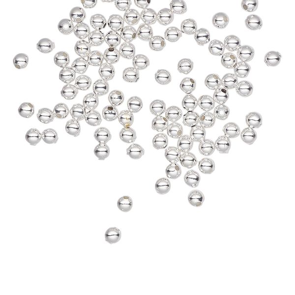 Bead 1pkg500 silver-plated, 2.5mm round, steel image number 0