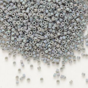 Seed bead, Delica&reg;, glass, pkg/250g, #11 round, opaque matte rainbow grey (DB-0882).