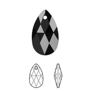 Drop 96pk jet, Swarovski&reg; 22x13mm pendant pear 6106