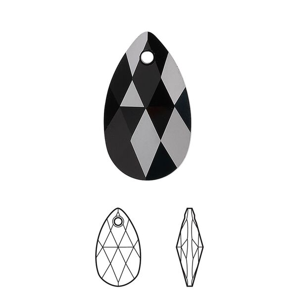 Drop 96pk jet, Swarovski&reg; 22x13mm pendant pear 6106 image number 0