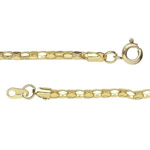 Chain 1pkg10 gold-plated diamond, 2.4mm / springring clasp, steel 24 inch