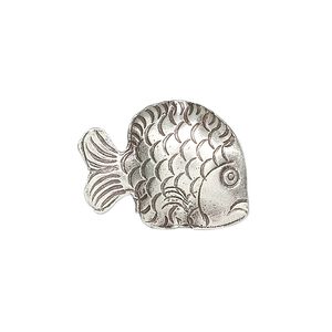 Bead 1pkg1 sterling silver, 22x17mm fish, antiqued Hill Tribes