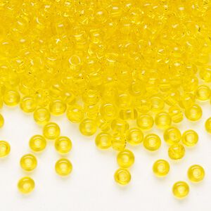 Seed bead, Preciosa Ornela Czech glass, pkg/50g, #6 rocaille, transparent yellow amber, (80010).