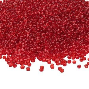 Seed bead, Ming Tree&trade;, glass, pkg/1 pound, #11 round, transparent red.