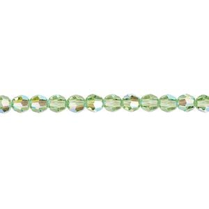 Bead 144pk peridot shimmer, Crystal Passions&reg; 4mm round 5000
