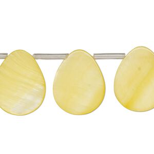 Mother-of-pearl shell 1pkg1, top-drilled flat teardrop bead 15 inch yellow 19x6mm-20x10mm