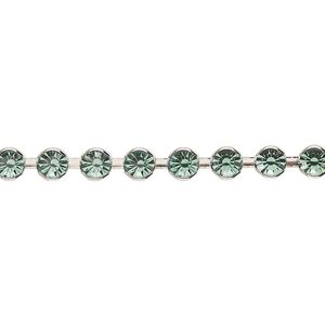 Cupchain, Vintage Crystal&trade;, imitation rhodium-plated brass, erinite, 4.4mm round. Sold per 1-meter section.