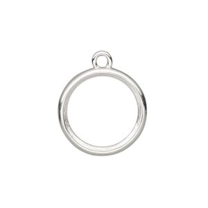 Drop, Almost Instant Jewelry&reg;, sterling silver, 18.5mm round with open back and 16mm rivoli setting. Sold individually.