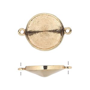 Link, Almost Instant Jewelry&reg;, antique gold-plated pewter (tin-based alloy), 21mm round with 18mm rivoli setting. Sold individually.