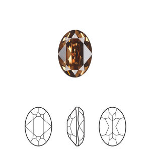 Fancy stone 1pkg1 light smoked topaz foil back, Crystal Passions&reg; Regenerated 14x10mm oval 4120