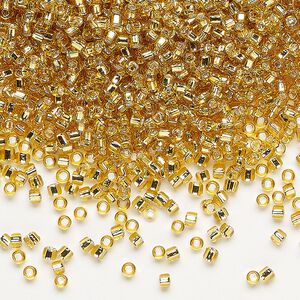 Seed bead, Dyna-Mites&trade;, glass, pkg/1/2kg, #11 round, transparent silver-lined medium gold, (62:SR 11/0 SR).