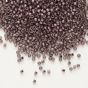 Seed bead, Delica&reg;, glass, pkg/7.5g, #11 round, opaque nickel-plated dyed color smoky amethyst (DB-0454).
