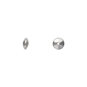 Bead 1pkg100 silver-plated "pewter", 6x3mm faceted saucer / 2sided, antique
