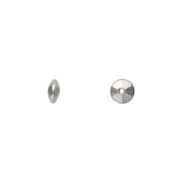 Bead 1pkg100 silver-plated "pewter", 6x3mm faceted saucer / 2sided, antique image number 0