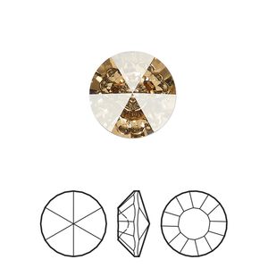 Round stone 1pk crystal golden shadow foil back, Crystal Passions&reg; 16mm vision 1681