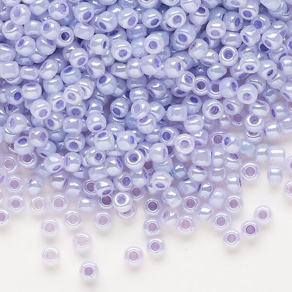 Seed bead, Dyna-Mites&trade;, glass, opaque ceylon pastel lilac, #8 round. Sold per 40-gram pkg. image number 0