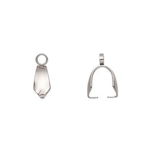 Bail, ice-pick, stainless steel, 9x5mm, 8mm grip length. Sold per pkg of 10.