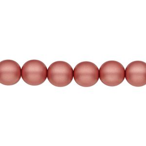 Bead, Czech pearl-coated glass druk, opaque matte dusty rose, 8mm round. Sold per 15-1/2" to 16" strand.