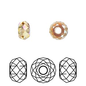 Bead 4pk light colorado topaz shimmer 2X, Crystal Passions&reg; 8x5.3mm briolette XL hole 5042
