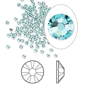 Flat back 144pk light turquoise foil back, Crystal Passions&reg; 1.7-1.9mm rose round SS5 2058