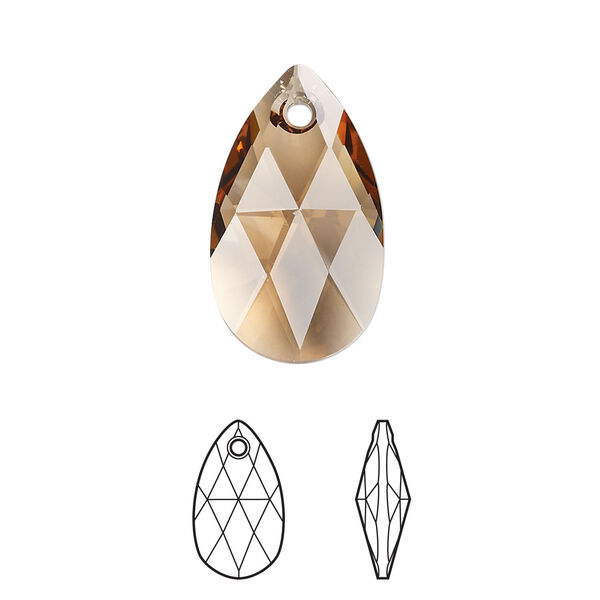 Drop 1pkg96 light smoked topaz, Swarovski&reg; ReCreated&trade;, 22mm pendant faceted pear 6106 image number 0