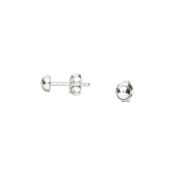 Earstud Create Compliments&reg; 1pkg2 sterling silver, 4mm polished half-ball image number 0