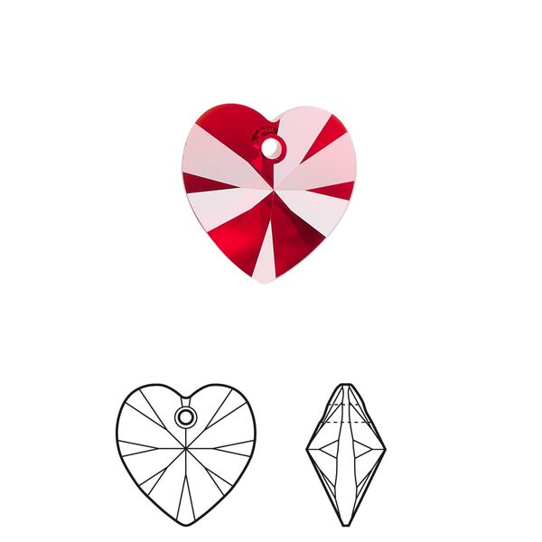 Drop 144pk Siam, Swarovski&reg; 14mm pendant heart 6228 image number 0