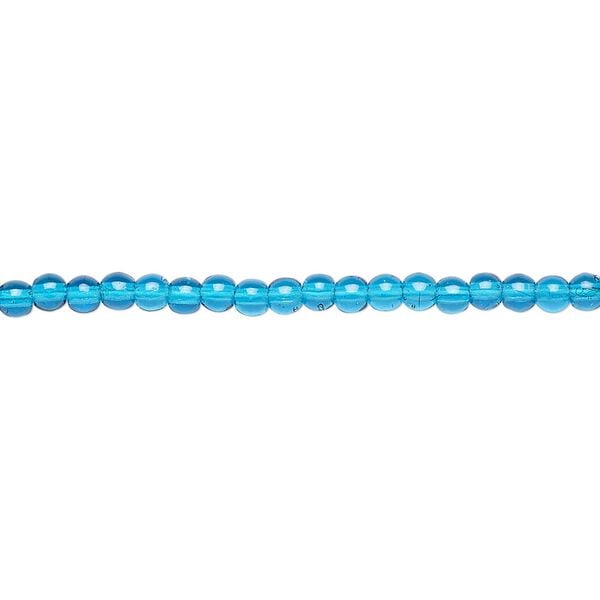 Bead, Czech glass druk, transparent dark aqua blue, 3mm round. Sold per 15-1/2" to 16" strand. image number 0