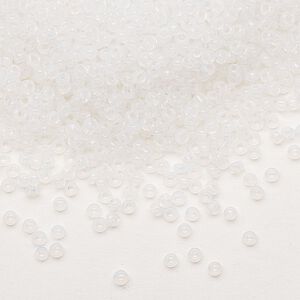 Seed bead, Miyuki, glass, pkg/25g, #11 rocaille, translucent opal (RR-550).