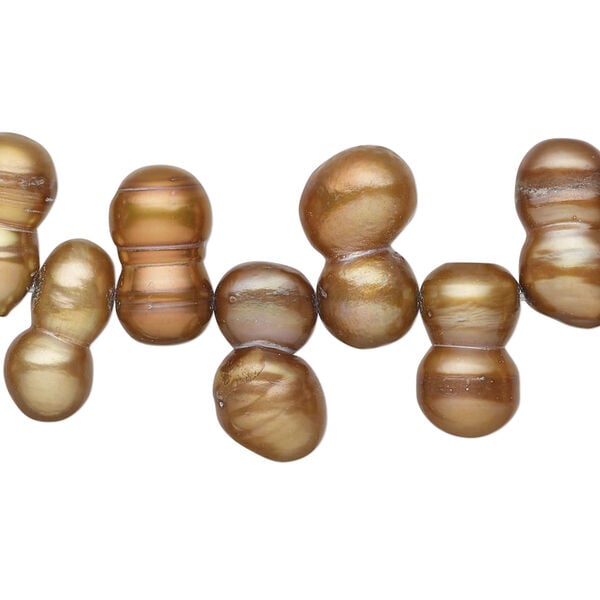 Freshwater pearl 1pkg1, top-drilled freeform, 14 inch iris gold 9x6mm-14x7mm cultured image number 0