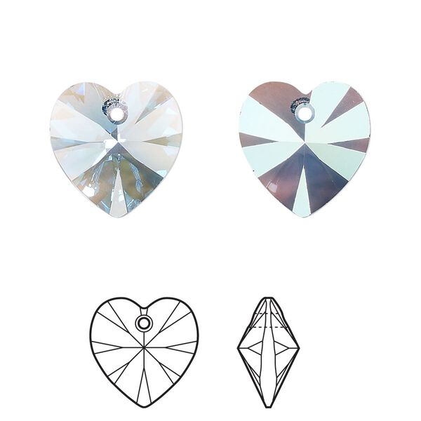 Drop 144pk aquamarine shimmer, Swarovski&reg; 14mm pendant heart 6228 image number 0