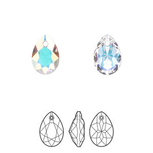 Drop 48pk crystal AB, Swarovski&reg; 11.5mm pendant pear cut 6433